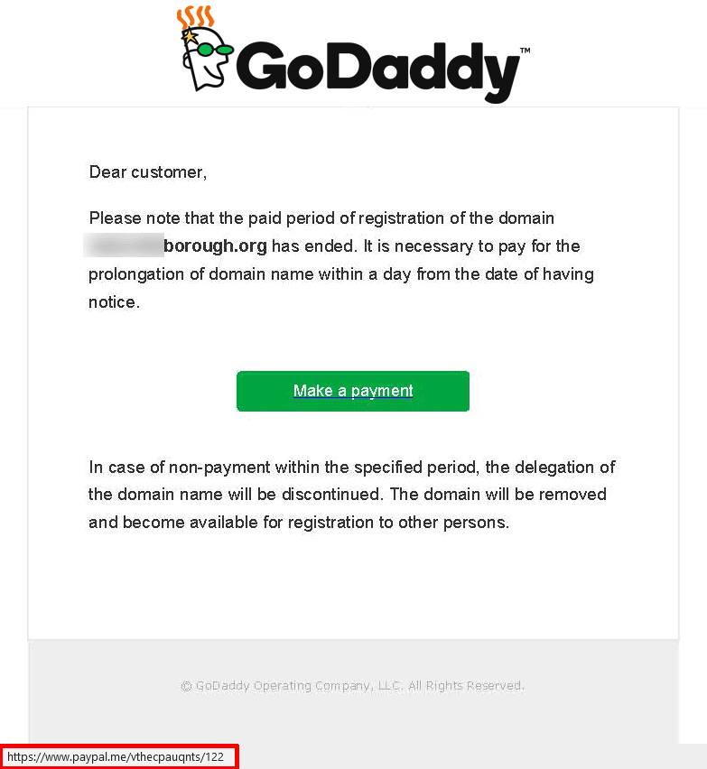 godaddy domain scam