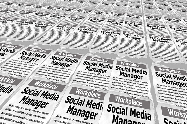 repetitive ads for social media manager - old newspaper ad style
